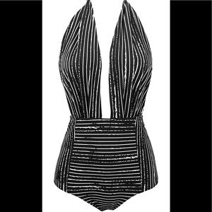 COCOSHIP Retro One Backless High Waisted Swimsuit